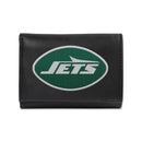 New York Jets Embroidered Genuine Leather Tri-fold Wallet - Black