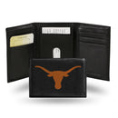 NCAA Texas Longhorns Embroidered Genuine Leather Tri-fold Wallet 3.25" x 4.25" - Slim By Rico Industries