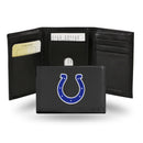 NFL Indianapolis Colts Embroidered Genuine Leather Tri-fold Wallet 3.25" x 4.25" - Slim By Rico Industries
