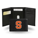 NCAA Syracuse Orange Embroidered Genuine Leather Tri-fold Wallet 3.25" x 4.25" - Slim By Rico Industries