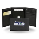 NFL Seattle Seahawks Embroidered Genuine Leather Tri-fold Wallet 3.25" x 4.25" - Slim By Rico Industries