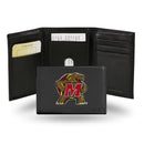 NCAA Maryland Terrapins Embroidered Genuine Leather Tri-fold Wallet 3.25" x 4.25" - Slim By Rico Industries