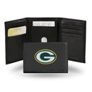 NFL Green Bay Packers Embroidered Genuine Leather Tri-fold Wallet 3.25" x 4.25" - Slim By Rico Industries