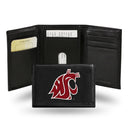 NCAA Washington State Cougars Embroidered Genuine Leather Tri-fold Wallet 3.25" x 4.25" - Slim By Rico Industries
