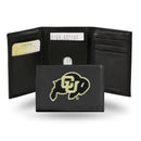 NCAA Colorado Buffaloes Embroidered Genuine Leather Tri-fold Wallet 3.25" x 4.25" - Slim By Rico Industries