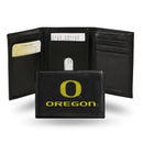 NCAA Oregon Ducks Embroidered Genuine Leather Tri-fold Wallet 3.25" x 4.25" - Slim By Rico Industries