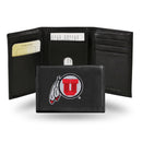NCAA Utah Utes Embroidered Genuine Leather Tri-fold Wallet 3.25" x 4.25" - Slim By Rico Industries