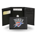NBA Oklahoma City Thunder Embroidered Genuine Leather Tri-fold Wallet 3.25" x 4.25" - Slim By Rico Industries