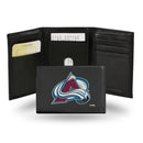 NHL Colorado Avalanche Embroidered Genuine Leather Tri-fold Wallet 3.25" x 4.25" - Slim By Rico Industries
