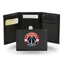 NBA Washington Wizards Embroidered Genuine Leather Tri-fold Wallet 3.25" x 4.25" - Slim By Rico Industries