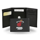 NBA Miami Heat Embroidered Genuine Leather Tri-fold Wallet 3.25" x 4.25" - Slim By Rico Industries