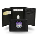 NBA Sacramento Kings Embroidered Genuine Leather Tri-fold Wallet 3.25" x 4.25" - Slim By Rico Industries