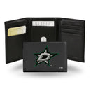 NHL Dallas Stars Embroidered Genuine Leather Tri-fold Wallet 3.25" x 4.25" - Slim By Rico Industries