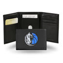 NBA Dallas Mavericks Embroidered Genuine Leather Tri-fold Wallet 3.25" x 4.25" - Slim By Rico Industries