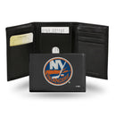 NHL New York Islanders Embroidered Genuine Leather Tri-fold Wallet 3.25" x 4.25" - Slim By Rico Industries