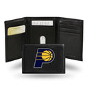 NBA Indiana Pacers Embroidered Genuine Leather Tri-fold Wallet 3.25" x 4.25" - Slim By Rico Industries