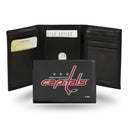 NHL Washington Capitals Embroidered Genuine Leather Tri-fold Wallet 3.25" x 4.25" - Slim By Rico Industries