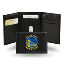 NBA Golden State Warriors Embroidered Genuine Leather Tri-fold Wallet 3.25" x 4.25" - Slim By Rico Industries