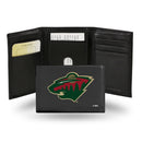 NHL Minnesota Wild Embroidered Genuine Leather Tri-fold Wallet 3.25" x 4.25" - Slim By Rico Industries