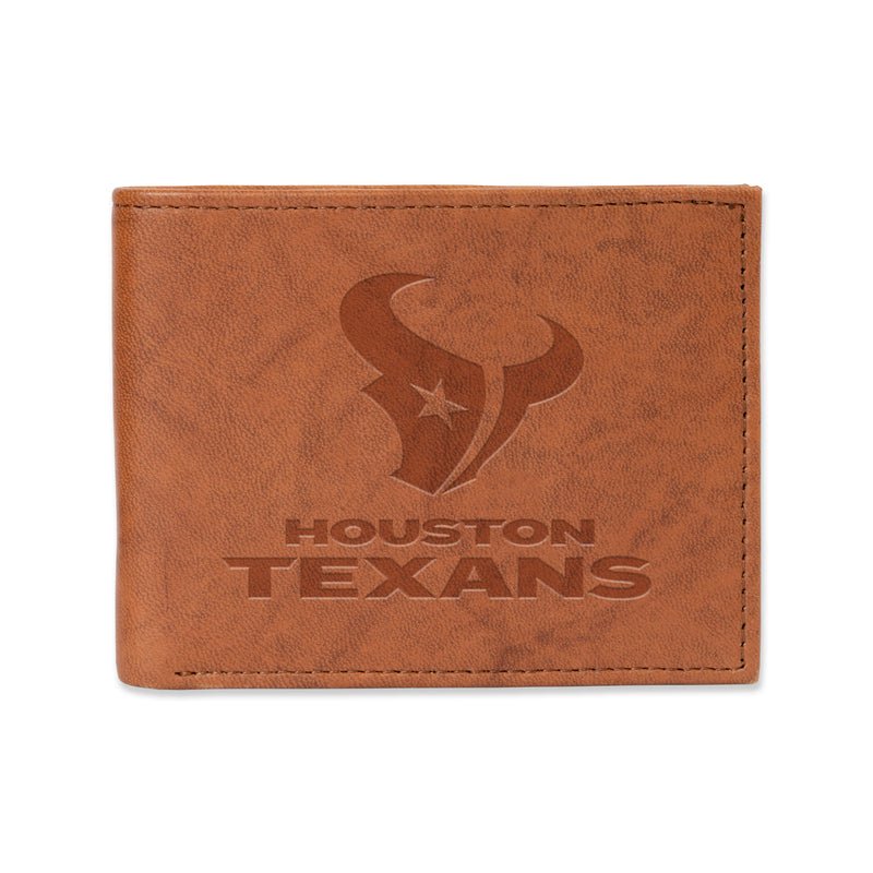Houston Texans Genuine Leather Embossed Pecan Billfold Wallet