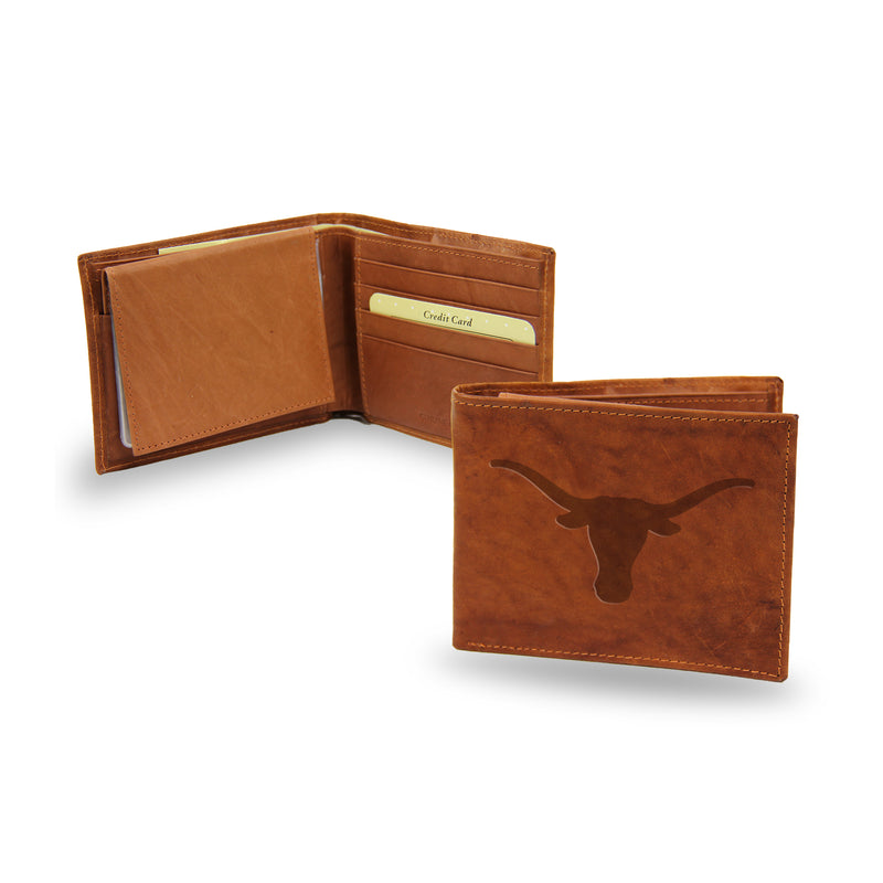 NCAA Texas Longhorns Genuine Leather Billfold Wallet - 3.25" x 4.25" - Slim Style By Rico Industries