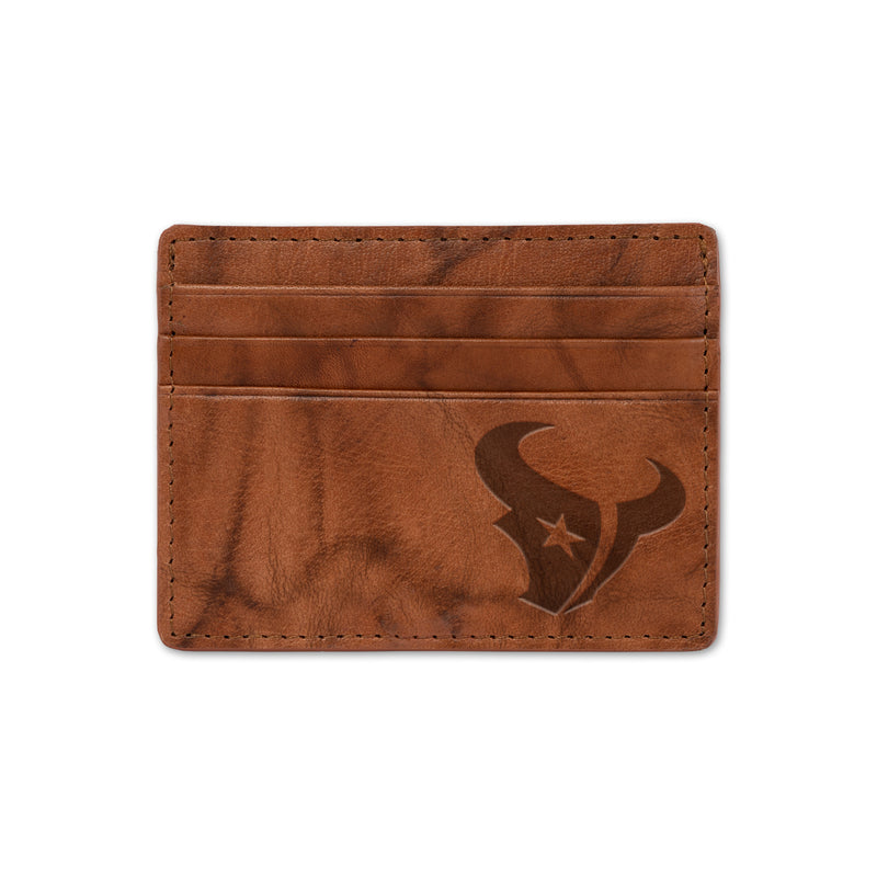 Texans Embossed Genuine Leather Credit Card Wallet