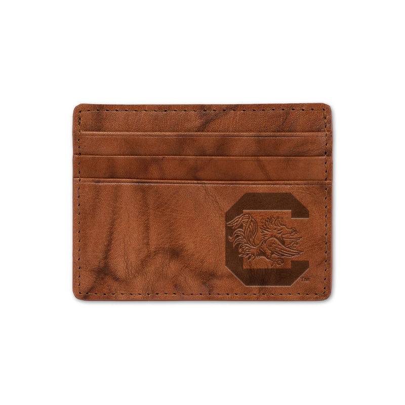 South Carolina University Embossed Genuine Leather Credit Card Wallet