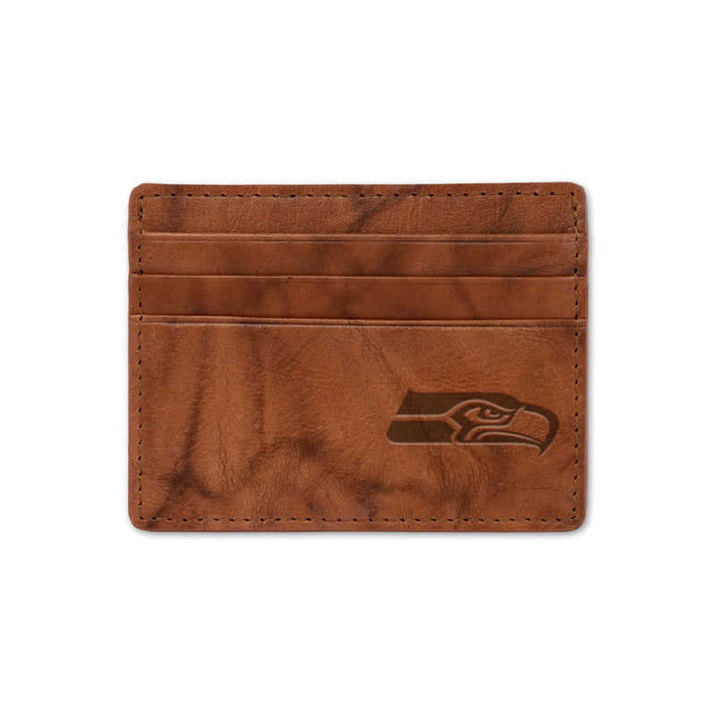 Seahawks Embossed Genuine Leather Credit Card Wallet