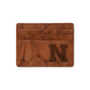 Nebraska University Embossed Genuine Leather Credit Card Wallet