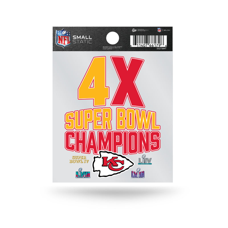 Kansas City Chiefs 4 Time Super Bowl Champions Small Static Cling