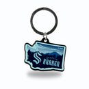 Seattle Kraken Resort Design State Shaped Keychain - Washington