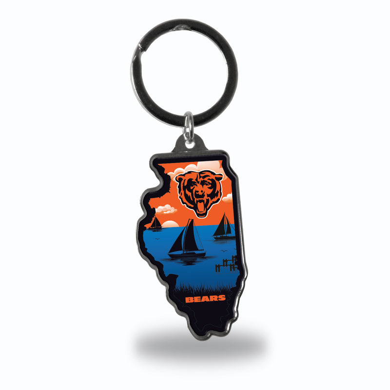 Chicago Bears Resort Design State Shaped Keychain - Illinois