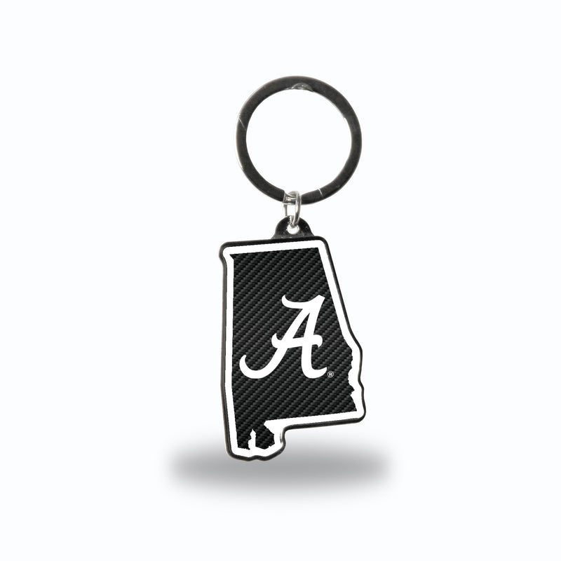 Alabama University - Carbon Fiber Design - Al State Shaped Keychain