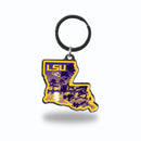 LSU Tigers Resort Design State Shaped Keychain - Louisiana