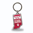 Indiana University 5 Time College Basketball Champs State Shaped Keychain (Indiana)