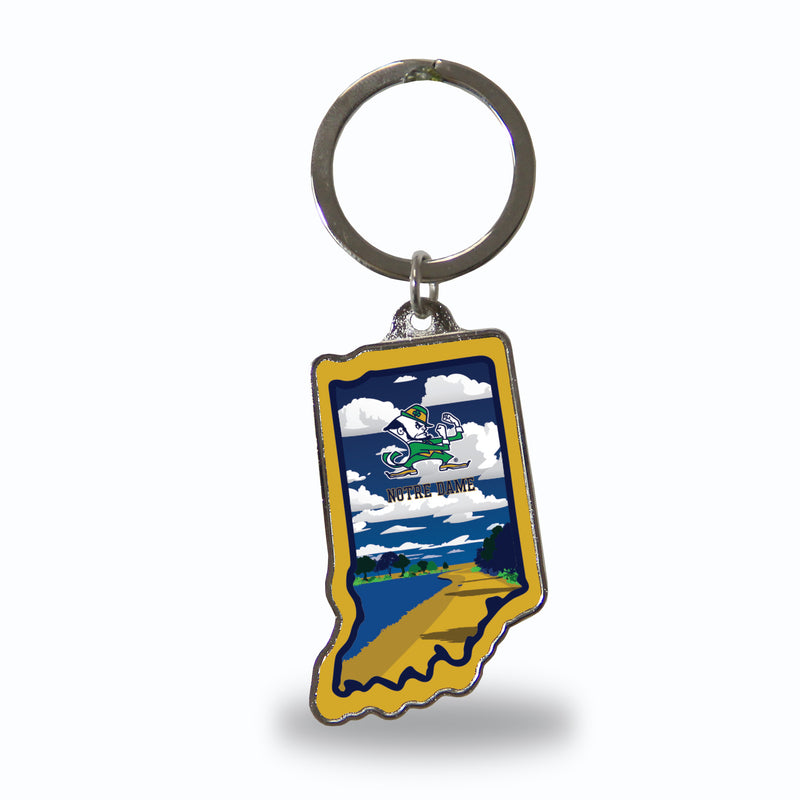 Indiana State Keychain Notre Dame Fighting Irish Resort Design State Shaped Keychain - Indian