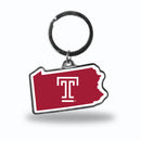 Temple Owls State Shaped Keychain
