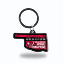 Oklahoma University 7 Time College Football Champs State Shaped Keychain (Oklahoma)