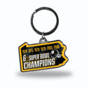 Steelers 6 Time Super Bowl Champs  State Shaped Keychain (Pennsylvania)