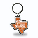 Texas University 4 Time College Football Champs State Shaped Keychain (Texas)