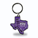 TCU Horned Frogs Resort Design State Shaped Keychain - Texas