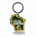 Packers 4 Time Super Bowl Champs  State Shaped Keychain (Wisconsin)