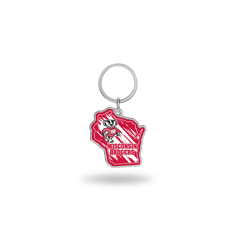 Wisconsin University - Wisconsin State Shaped Keychain