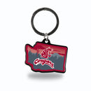 Washington State Cougars Resort Design State Shaped Keychain - Washington