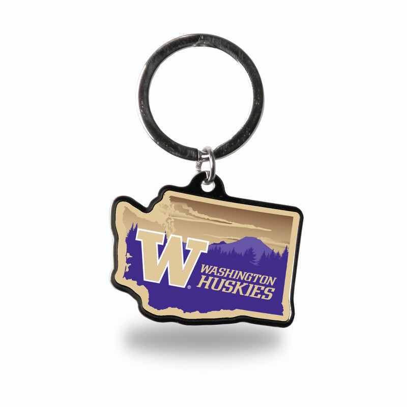 Washington Huskies Resort Design State Shaped Keychain - Washington