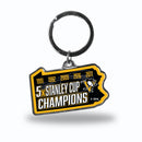 Penguins : 5 Time Stanley Cup Champs  State Shaped Keychain (Pennsylvania)