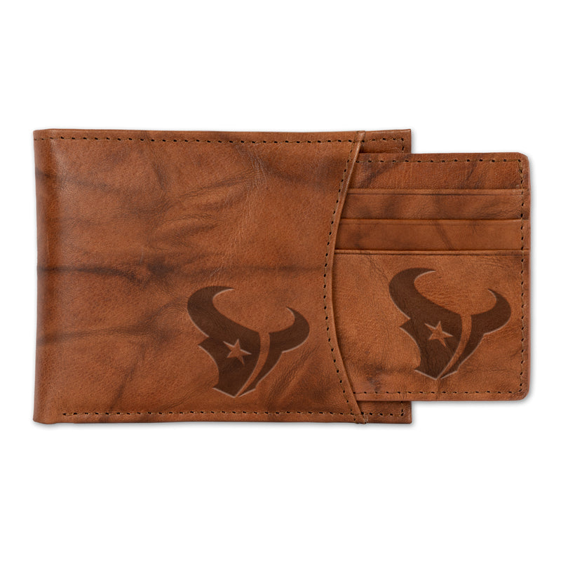 Texans Genuine Leather 2-In-1 Slider Wallet Set