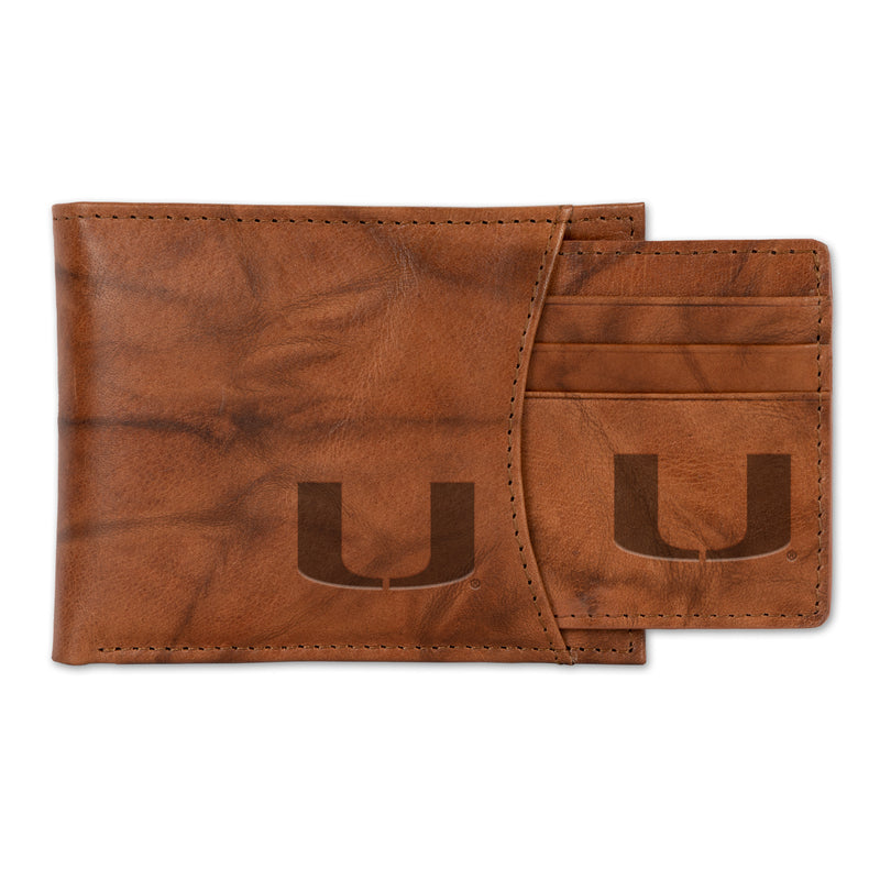 Miami University Genuine Leather 2-In-1 Slider Wallet Set