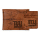 New York Giants Genuine Leather 2-In-1 Slider Wallet Set