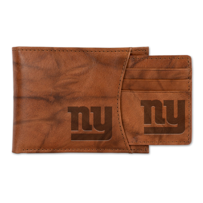 New York Giants Genuine Leather 2-In-1 Slider Wallet Set